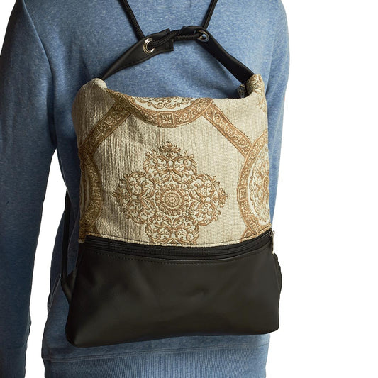 Como 04 – Zaino-borsa artigianale beige e nera
