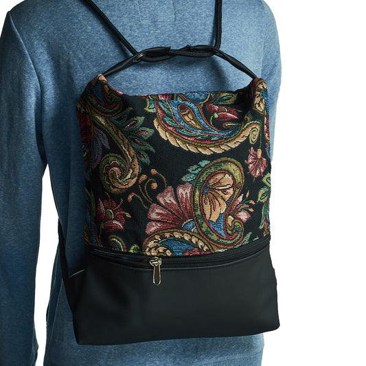 Como 23 – Zaino-borsa artigianale in jacquard paisley