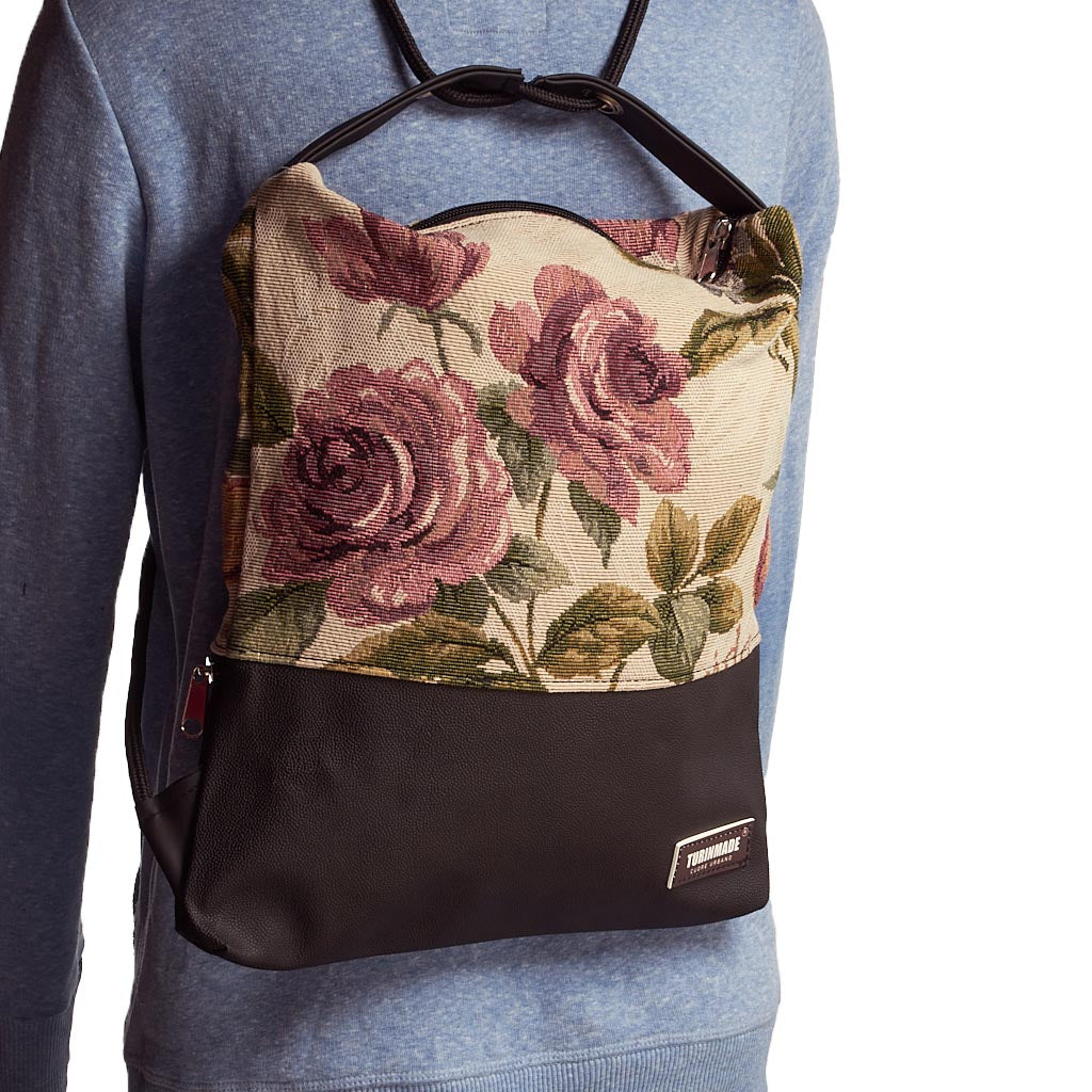 Como 06 – Zaino-borsa artigianale con rose