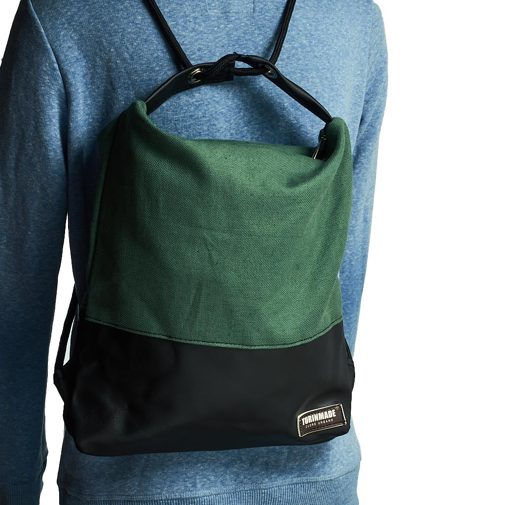 Como 10 – Zaino-borsa artigianale verde e nera