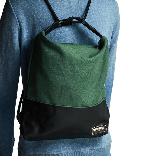 Como 10 – Zaino-borsa artigianale verde e nera