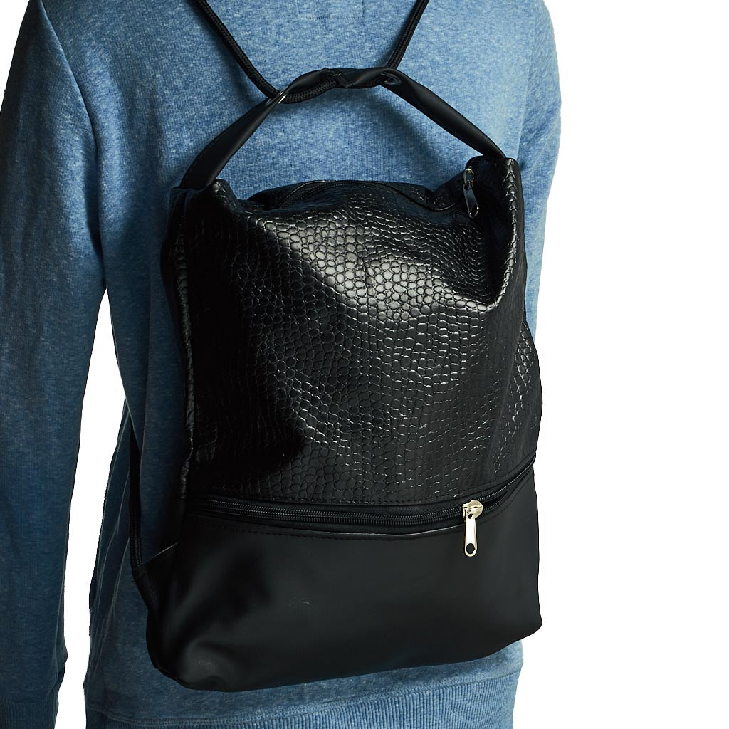 Como 11 – Zaino-borsa artigianale nera impermeabile