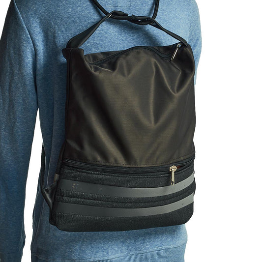 Como 13 – Zaino-borsa artigianale nera a righe grigie