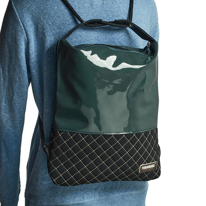 Como 14 – Zaino-borsa artigianale verde lucida e trapuntata