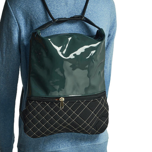 Como 14 – Zaino-borsa artigianale verde lucida e trapuntata