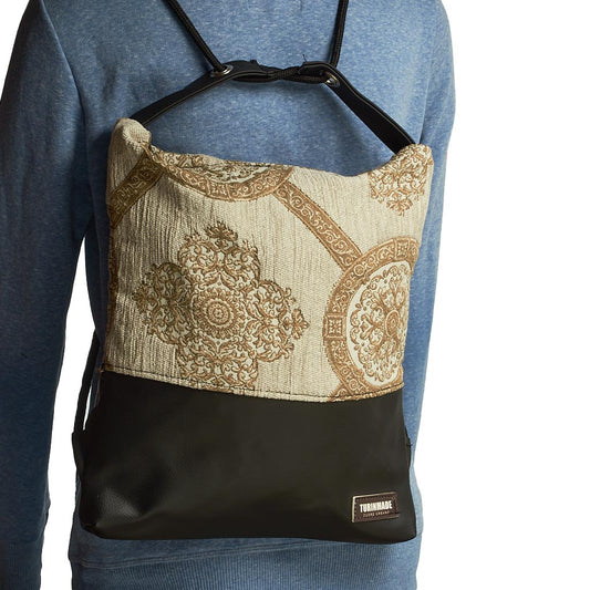 Como 04 – Zaino-borsa artigianale beige e nera