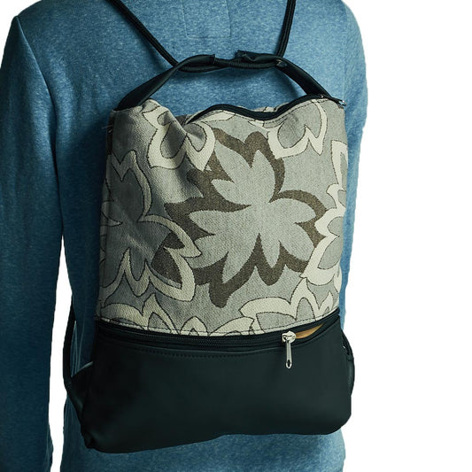 Como 19 – Zaino-borsa artigianale in jacquard floreale e nylon