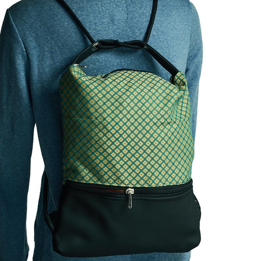 Como 21 – Zaino-borsa artigianale in jacquard geometrico e nylon
