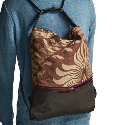 Como 22 – Zaino-borsa artigianale in jacquard a foglie