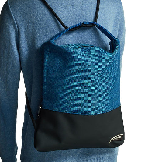 Como 26 – Zaino-borsa artigianale in jacquard blu e nero