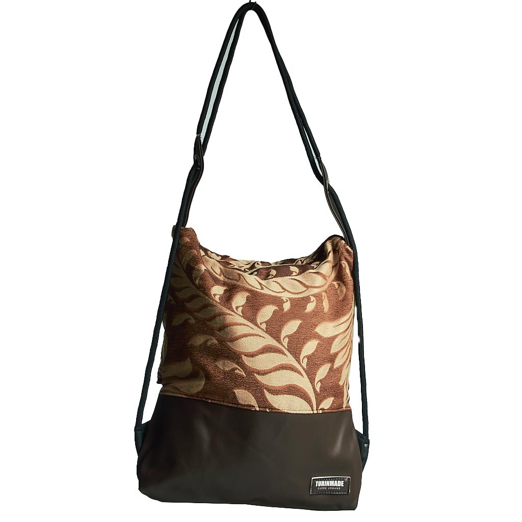 Como 22 – Zaino-borsa artigianale in jacquard a foglie