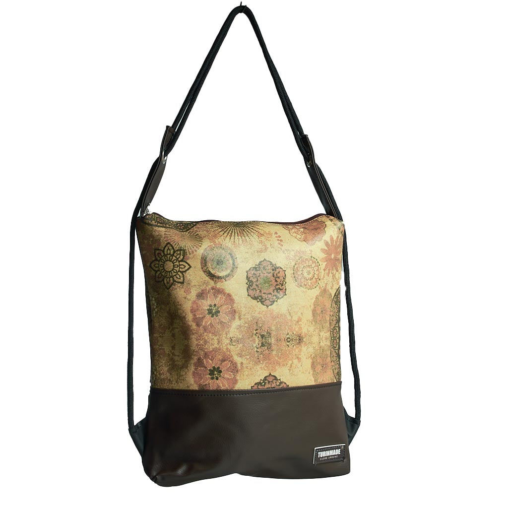 Como 20 – Zaino-borsa artigianale in finta pelle floreale