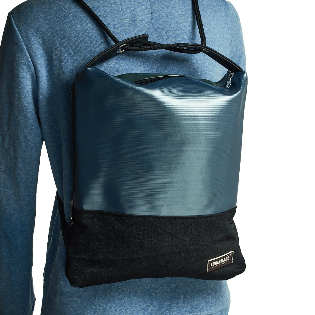 Como 17 – Zaino-borsa artigianale in finta pelle e jeans