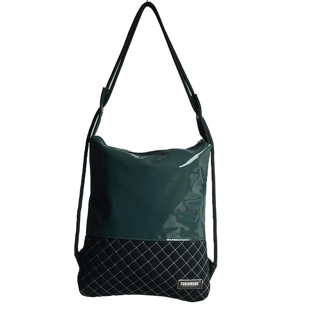 Como 14 – Zaino-borsa artigianale verde lucida e trapuntata