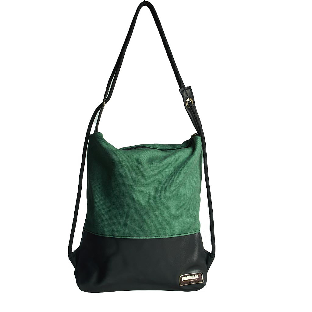 Como 10 – Zaino-borsa artigianale verde e nera