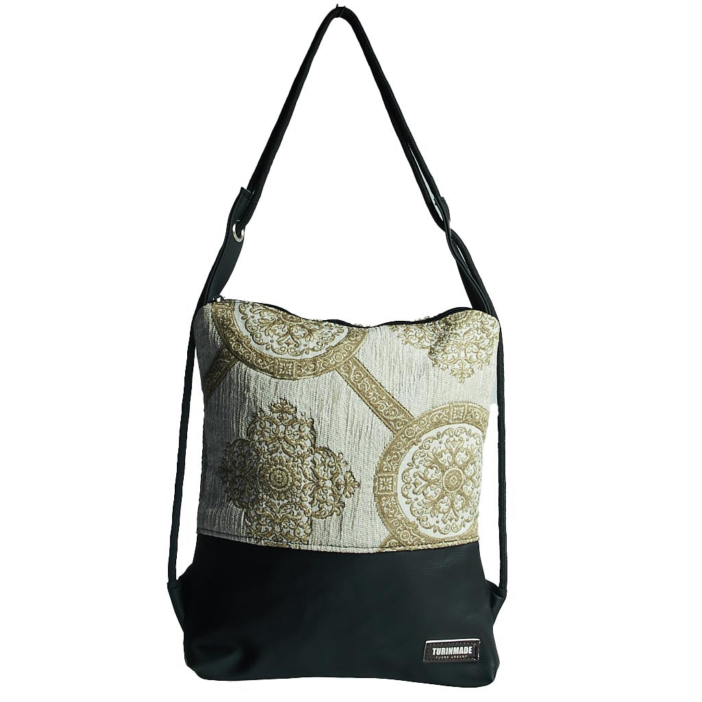 Como 04 – Zaino-borsa artigianale beige e nera