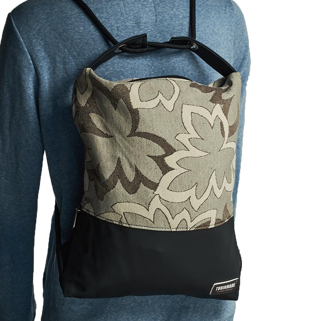 Como 19 – Zaino-borsa artigianale in jacquard floreale e nylon