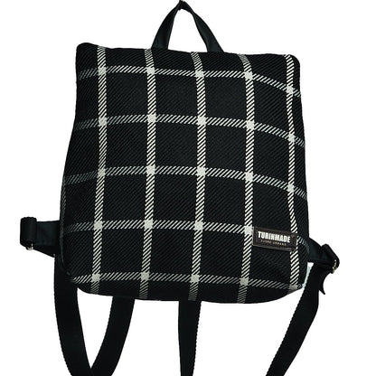Sparta 14 | Zaino in tessuto tartan nero e bianco dal design antifurto