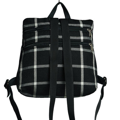 Sparta 14 | Zaino in tessuto tartan nero e bianco dal design antifurto