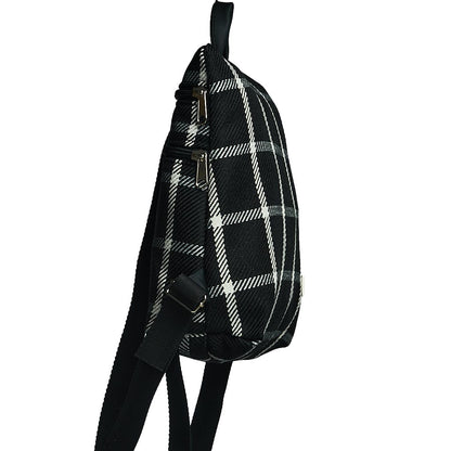 Sparta 14 | Zaino in tessuto tartan nero e bianco dal design antifurto