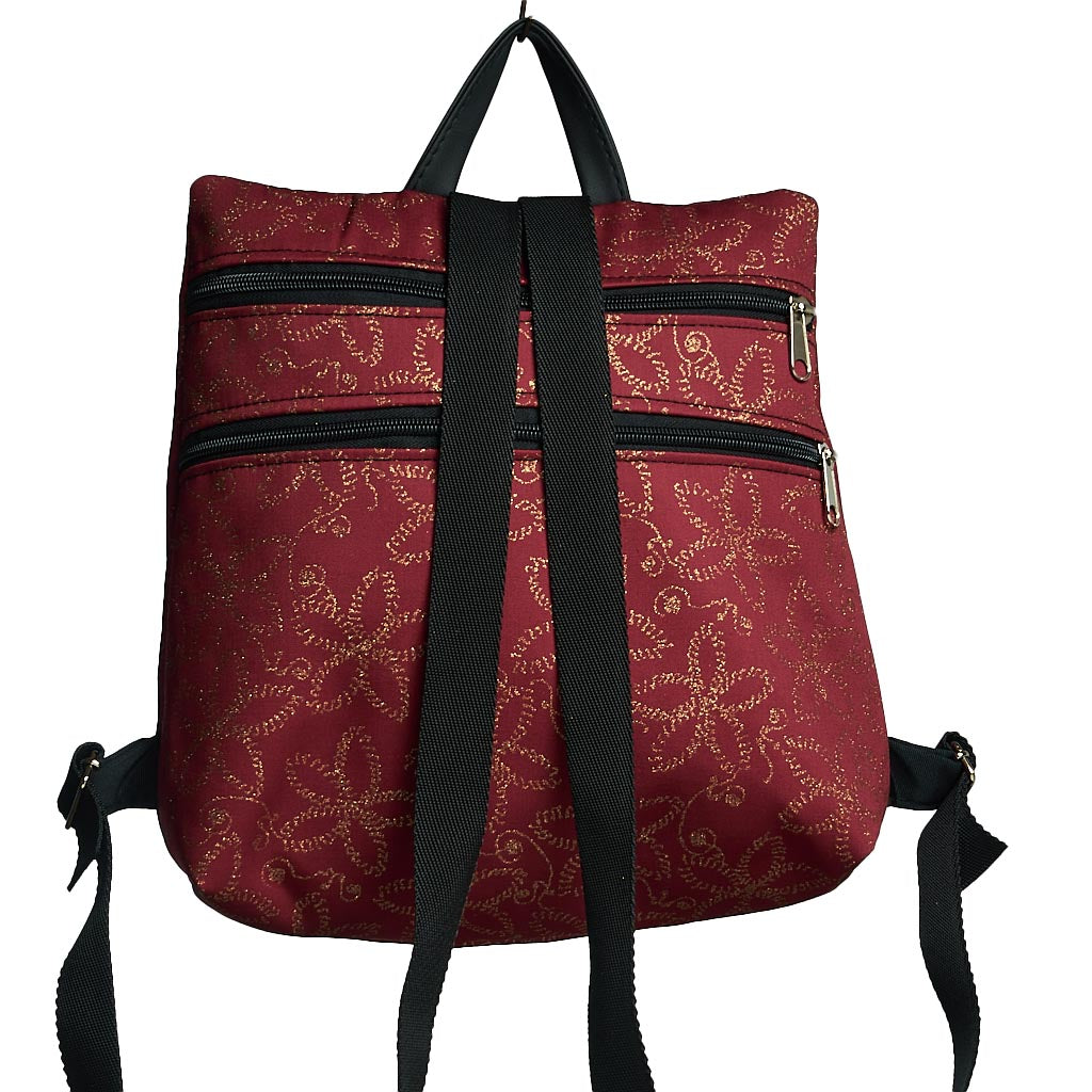 Sparta 15 | Zaino bordeaux in tessuto stampato dal design antifurto